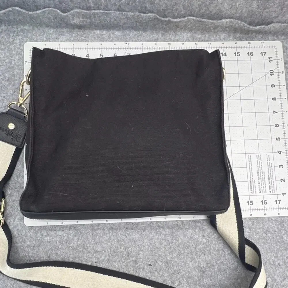 Erin Condren Black Cream Canvas Cream Adjustable Strap Crossbody Bag Purse